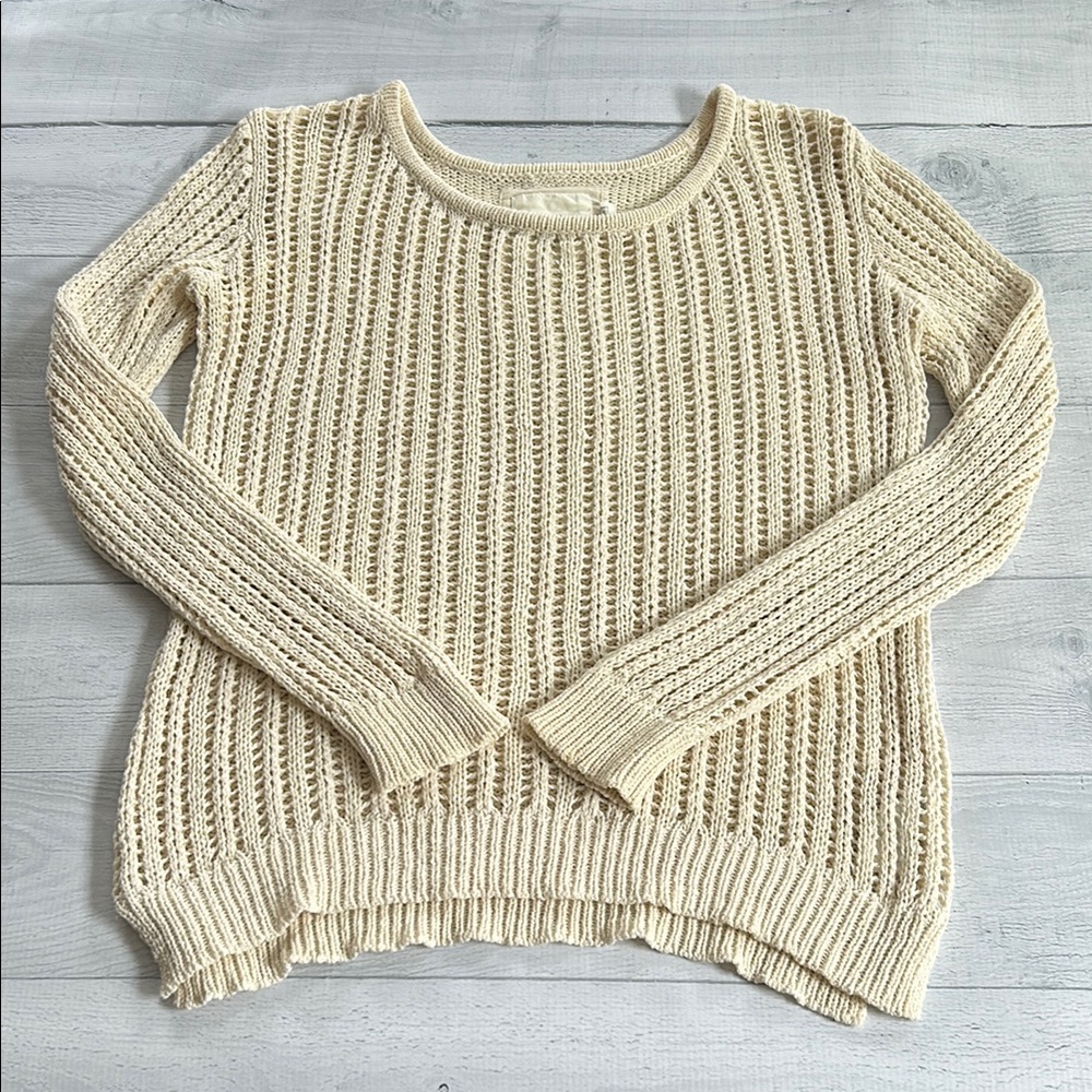 H&M L.O.G.G. Cream Loose Chunky Knit Women's Sweater Size Small